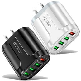 45W 4 puertos USB Carga rápida UE EE. UU. AC Cargador de pared para viajes en casa Adaptadores de corriente para iPhone 15 14 11 12 13 Samsung Htc teléfono android pc