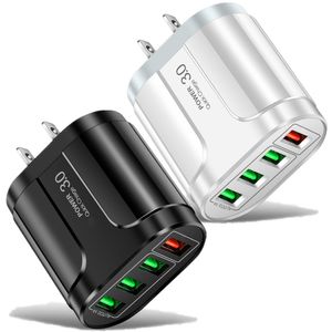 45W 4 Ports USB Charge rapide EU US AC chargeur mural de voyage à domicile adaptateurs d'alimentation pour IPhone 15 14 11 12 13 Samsung Htc téléphone android pc