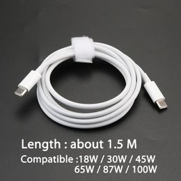 45W 65W 100W USB TYPE C Câble de connecteur de type C pour xiaomi redmi note 9 8 7 PD 5A Câble de charge rapide pour Samsung 1m 1,5m 2m