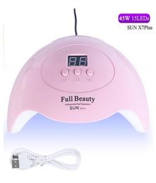 45W Nail LED lampe à nagas séchée rapide avec 30S60S90S TIMING LCD USB Manucure Nail Art Lamp Soleil X7PLUS4255840