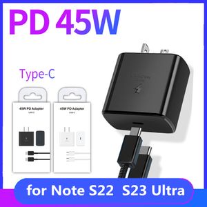 45W PD Adaptateur Chargeur de Voyage Charge Super Rapide US AU UK Tête de Charge Rapide Adaptateur Câble Ensemble Chargeurs USB-C pour Samsung S23 Note Xiaomi Huawei OEM