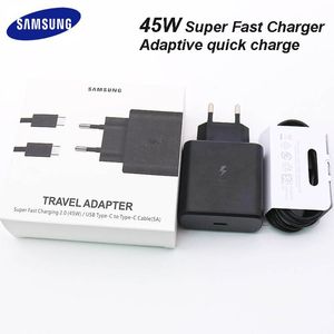 45W Samsung S20 Super Fast Charger Câble de charge rapide adaptatif de type C à type-c pour galaxy s10 a50 a51 s8 note 10 9 8