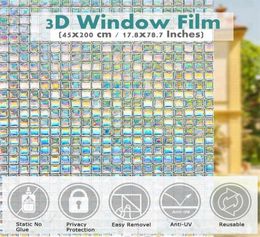 45x200cm Films de verre de fenêtre statique 3D