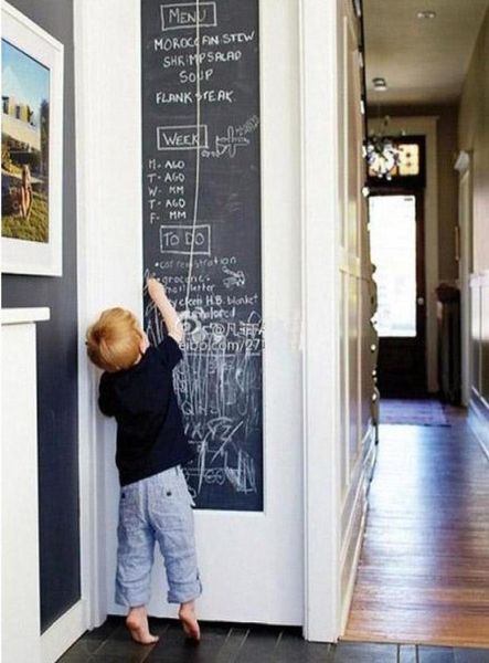 45x200cm carbone de tableau autocollants muraux noirs Black Chalk Board Sticker Mini Portable Decal Peel Stick sur papier peint pour les enfants CHI6487434