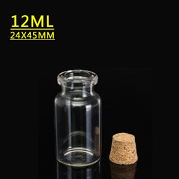 45x24x12.5 MM 12 ML petit mignon Mini bouchon en liège bouteilles en verre flacons bocaux conteneurs petite bouteille souhaitant verre artisanat
