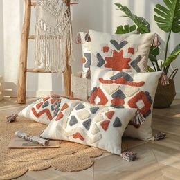 45x45 Nordic Tufted Cushion Cover Canvas Tassel Kussensloop Woonkamer Sofa Kussen Cover Woondecoratie Housse de Coussin CX220412