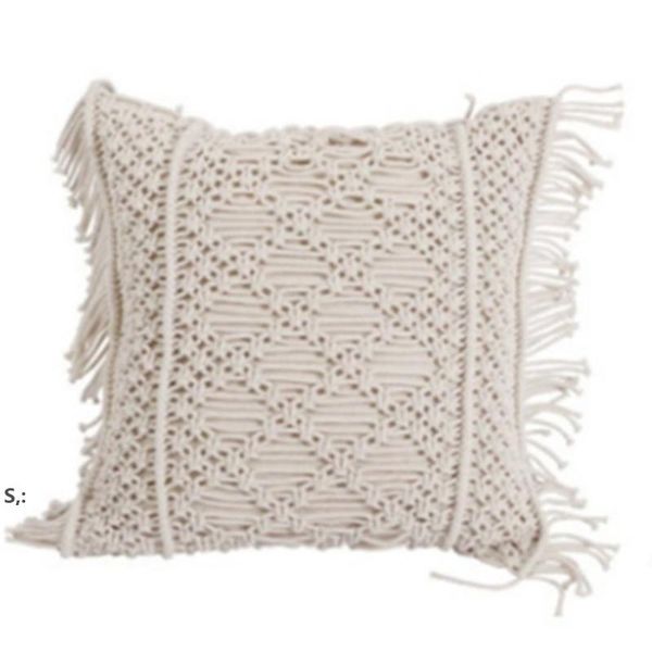 45x45 cm tissé à la main corde oreiller coussin vide taie d'oreiller taie d'oreiller sans noyau intérieur BBE13822