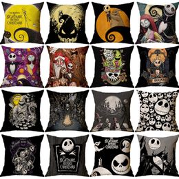 45x45cm taie d'oreiller en lin Halloween série taie d'oreiller pour la maison canapé voiture housse de coussin sans noyau intérieur