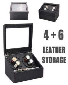 46 Cajas de reloj automáticas Winder Wooden Dual 2 Motor Storage Box Organizer Stand Black3663354