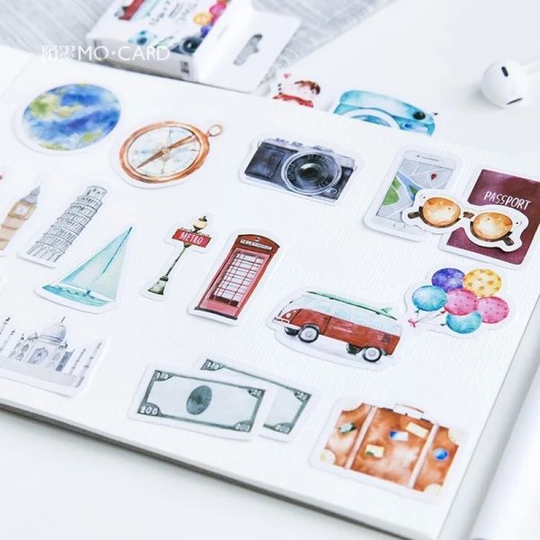 46 PCS DIY Lindo Kawaii Sticker Girl Papers Etiqueta de etiqueta de viaje Vintage Diary Álbum Stick For Decor Stationery Scrapbooking