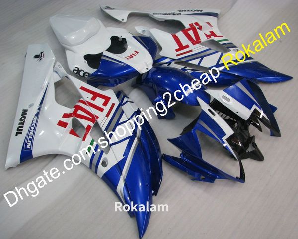 Carénage R6 pour Yamaha YZFR6 2006 2007 YZF600 YZF-R6 Kit de carénage de carrosserie de moto blanc bleu populaire (moulage par Injection)