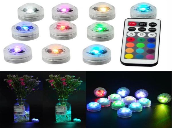 4610 piezas RGB impermeable de forma redonda LED luz de acuario lámpara de vela decoración de pecera luces LED sumergibles con control remoto cont7787784