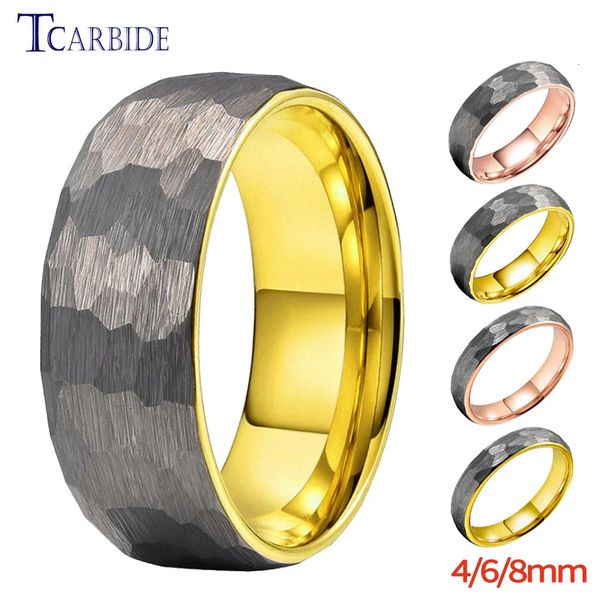 Bague marteau Cool 468mm pour hommes et femmes, deux couleurs, bracelet de mariage en tungstène brossé, cadeau Unique, bijoux pour Couples, 240110