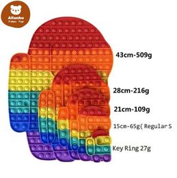 46cm 43cm 28 cm de 20 cm Rainbow Push PP Bubble por juguetes sensoriales Big Size Mega Finger Autism Autish Special necesidades especiales Alivio Educativo Toy1216146