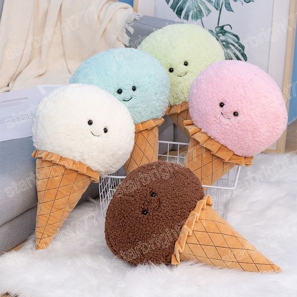 Almohada de peluche de helado Kawaii de 46cm, juguetes de peluche para decoración del hogar, cojín de muñeca para bebé, cojín suave, juguete relleno, regalos de cumpleaños