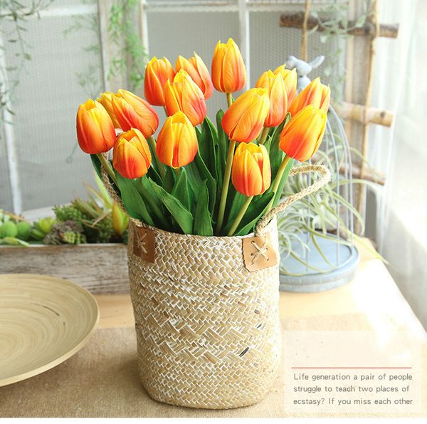 46 cm de long 9 couleurs branche tulipe fleur artificielle pu latex bouquet artificiel fleurs réelles pour mariage couronnes de fleurs décoratives
