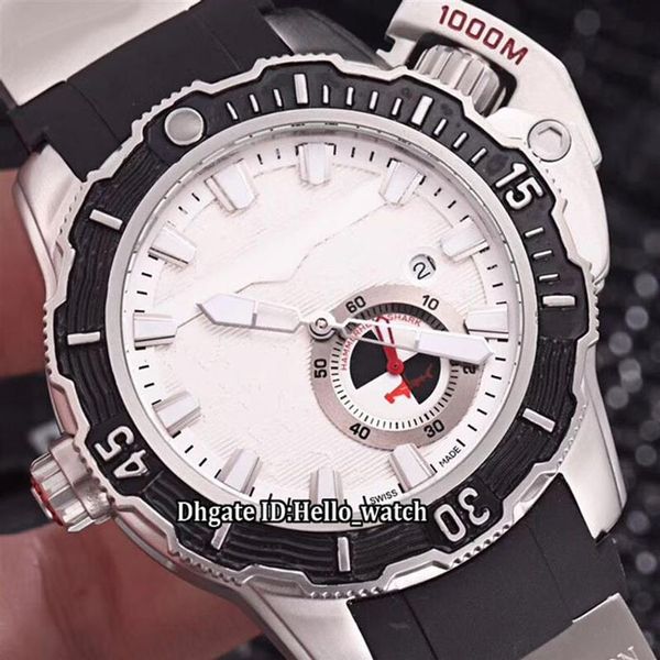 Date de 46 mm Nouveau maxi marin Diver 3203-500le-3 93 Hammer White Dial Automatic Mens Watch Arey Case Strap Rubber Sport High Quality 320i