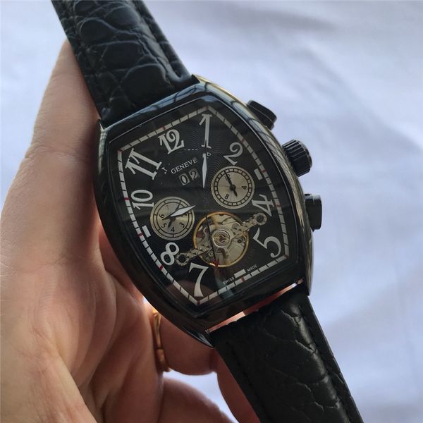 Reloj de rectángulo de cerámica negro de 46 mm de moda