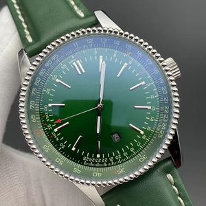 46 mm Navitimer Green Dial horloge automatische mechanische beweging zilveren wijzerplaat