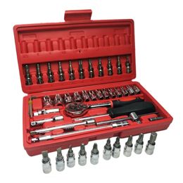 Livraison gratuite 46pc 1/4 "Ensemble d'outils de réparation de voiture Outils de mélange Ensembles de tournevis Kit de clé