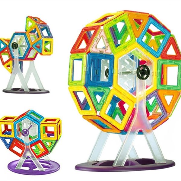 46pcs Big Size Magnétique Blocs Blocs Ferris Wheel Brick Designer Éclairage Bricks Magnetic Toys Gift's Birthday Gift