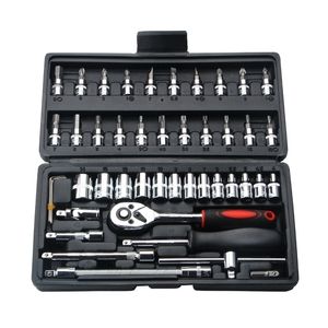 PCS Combinaison Tool Set 14 Clé à cliquet Socket Tournevis Kit avec boîte en plastique Ménage Réparation de voiture Main Y200321