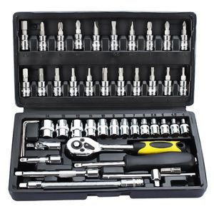 46Pcs Set Professionele Steeksleuteldop Set Hardware Auto Boot Motorfiets Repareren Gereedschap Kit Multi Tool Handgereedschap Auto-Styling3202