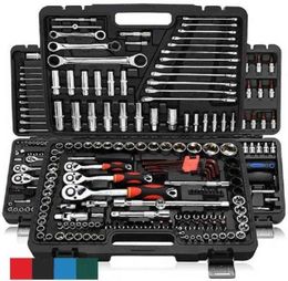 46pcs Toolsets auto reparatie gereedschapskit sleutel set kop ratel pootjes socket sleutel schroevendraaier professionele metaalbewerking gereedschap kit H224943213