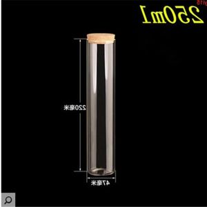 47 * 220mm 250ml bouteilles en verre flacons bocaux tube à essai avec bouchon en liège vide transparent clair 2pcs / lotgood qté Irsrj