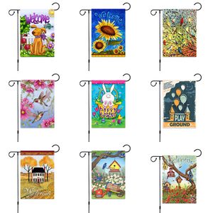 47 * 32 cm Tier Garten Flagge Ostern Kaninchen Ei doppelseitiger Druck Banner DIY Hof Dekoration Flaggen ZWL428