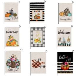 47 * 32cm Thanksgiving banner vlaggen linnen herfst tuin vlag Hello herfst dubbelzijdig patroon 27 stijl