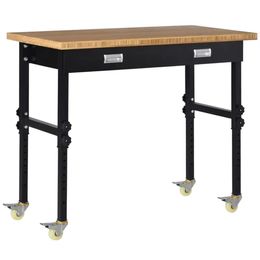 47 "banc de travail de garage avec tiroir et roues, jambes réglables en hauteur, table d'outils de poste de travail de table en bambou