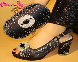 476 Black Italie Shoe and Bag Shoe and Sag African Set Set High Heel Italian Shoe with Matching Sac Sell2392278