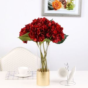 47 cm Kunstmatige Hydrangea Bloem Hoofd 18 cm Fake Silk Single Real Hydrangeas 8Color voor bruiloft centerpieces Home Party Decoratieve bloemen W0220