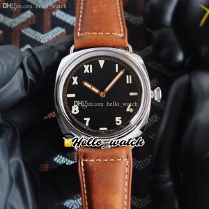 47 mm 00424 P 3000 Automatic Mens Watch Black Calle Steel Case Roman Numerals Brown Leather Strap Hwpm Hello Watch283T