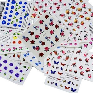 48 / 50pcs Butfly Nail Sticker Snake Christmas Elk Halloween Joker Charm décalcules pour les yeux feuilles de fleur de fruits