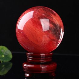Bola de cristal roja de 48-55 Mm, piedra de fundición, esfera de cristal, artesanía curativa, decoración del hogar, regalo artístico 325F