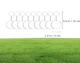 48/72/96 pièces ensemble de disques circulaires transparents en rylique porte-clés ronds clairs en rylique porte-clés vierges pour bricolage (Transparent) 17140720