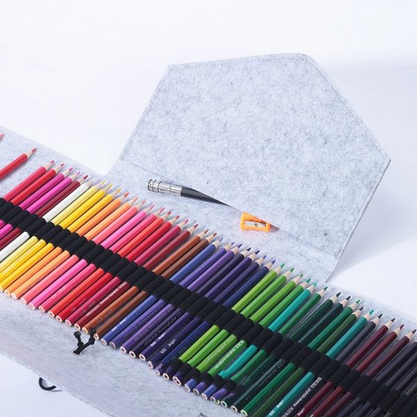 48/72 Couleurs Set de crayon avec sac en feutre Peinture Étudiante Matériaux Art Fournitures Ensemble de crayon de couleur bois - 48 couleurs gris clair