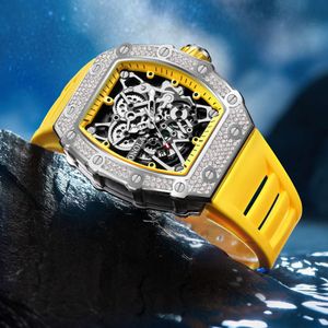 48 Volledige diamant hoogwaardige nieuwe Oona/Onola live mode waterdichte quartz herenhorloge siliconen 85