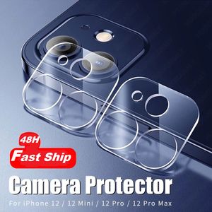 Protecteur d'objectif de caméra arrière en 48 heures, verre trempé de protection pour iPhone 12 Mini 11 Pro Max, protecteur de caméra pour iPhone X XR 6s 8 film Plus