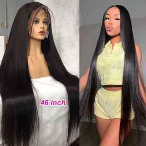 48 Inches Rechte 13X4 Transparant Kant Frontale Menselijk Haar Pruiken 40 42 Hd Kant 250 Dichtheid Braziliaanse Remy haar Voor Zwarte Vrouwen