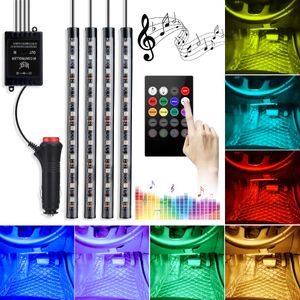 48 LED colorées de l'atmosphère intérieure de la voiture LED Strip Lights Décoration de bandes de néon étanche avec télécommande et boîte de vente au détail