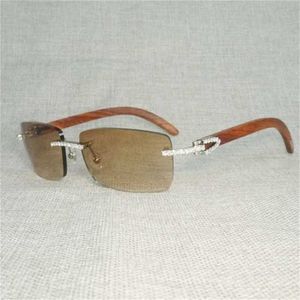 48% KORTING Strass Natuurlijk Hout Randloze Mannen Houten Vierkante Bril Retro Stone Shades Oculos Brillen voor Club SummerKajia Nieuw