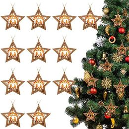 48 stuks kerststal ornament, de geboorte van Jezus decoratie vormige houten hangende ornament christelijk religieus cadeau voor Kerstmis Tr