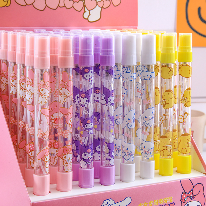 48 unids/set Cute Melody Print Student Black Gel Pen con botella de spray de Perfume suministros de escritura suave 0,38mm papelería útiles escolares