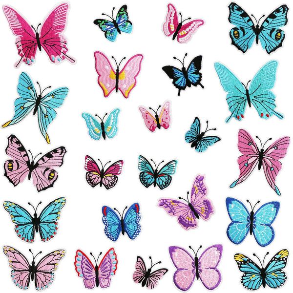 48 Piezas Parches de Mariposa para Planchar, Tamaño Surtido, Apliques Bordados Coloridos, Parche de Reparación para Coser, para Accesorios de Bricolaje, Ropa, Jeans, Chaquetas, Bolsas