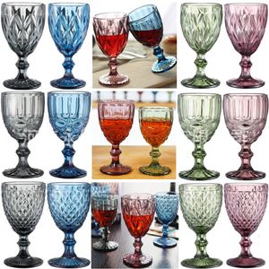 48 pièces/carton verre à vin en relief de Style européen vitrail verre à bière Vintage verres à vin ménage jus tasse à boire épaissi