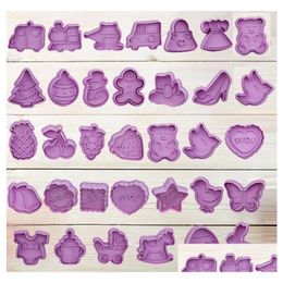 48 styles 1Setis4Pcs 3D en plastique PP Coupeur de Noël Printemps Pressage Mod Outils de décoration de gâteaux Biscuits Moule Drop Livraison Dhwjr