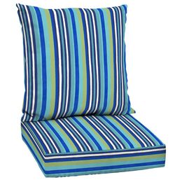 48 x 24 Turquoise Stripe Rectangle Outdoor Coussin de siège profond 2 pièces